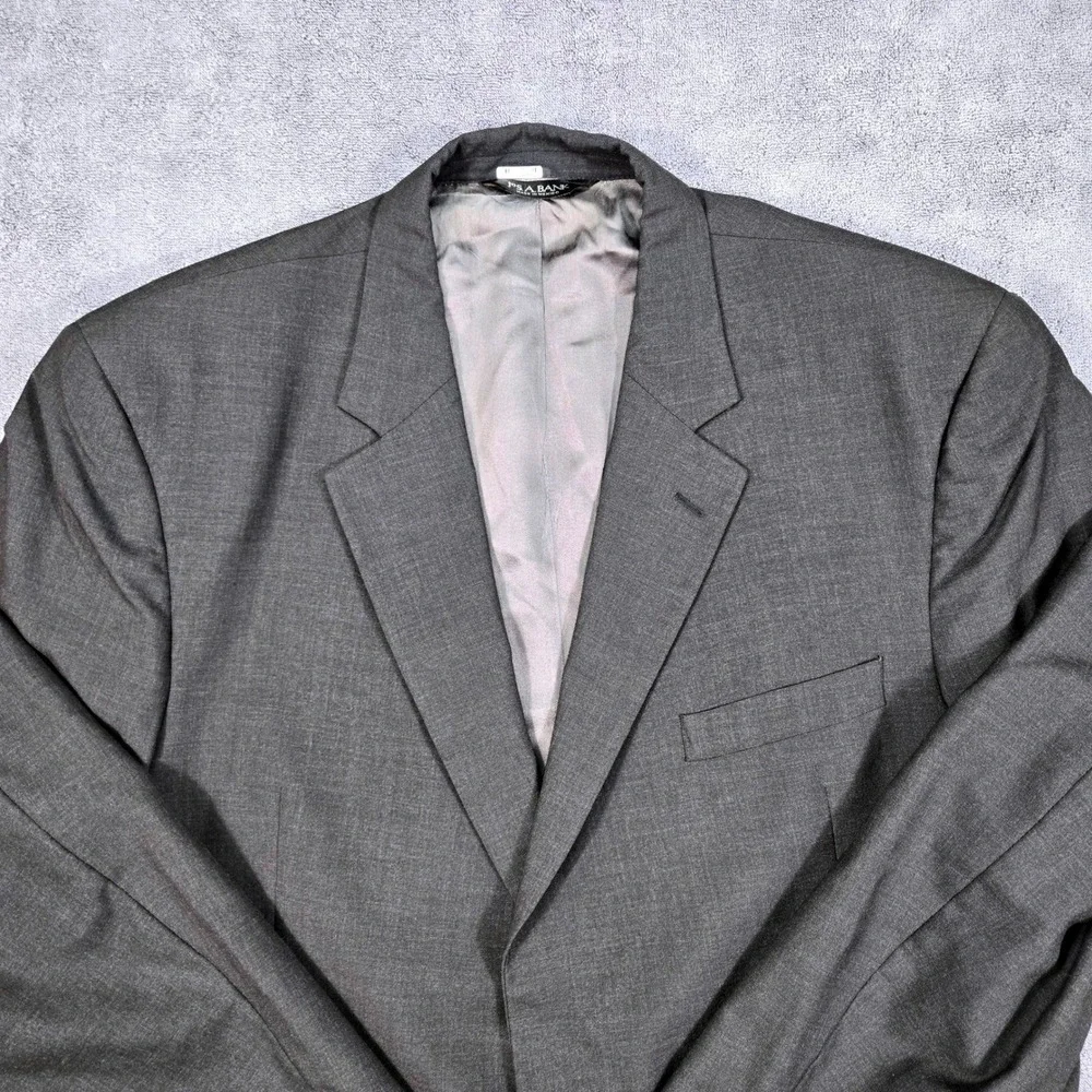 Jos. A. Bank Suit Jacket Mens 46L Charcoal Gray Good 100% Wool 2-Button‎ Blazer